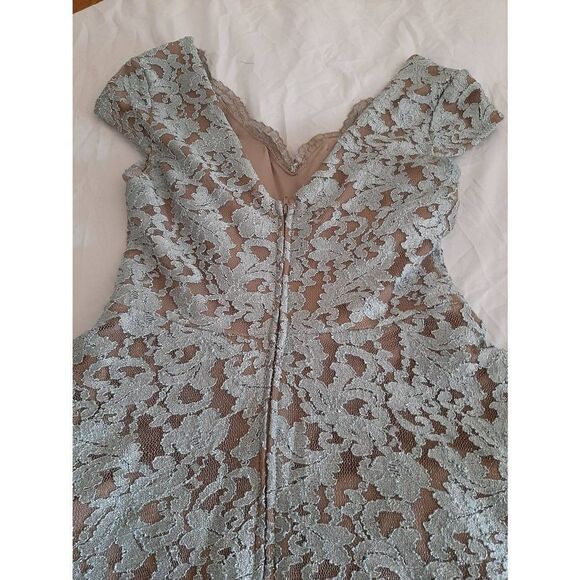 Jr Size 5 City Triangles Blue Brown Glitter Lace Mini Prom Bridesmaid Dress - Picture 7 of 10